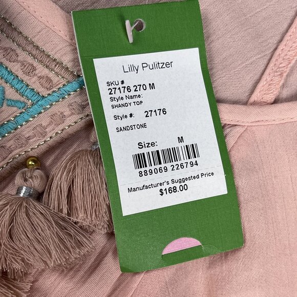 NWT Lilly Pulitzer Boho Shandy Blouse Womens Medium Sandstone Bell Sleeve - Picture 7 of 9